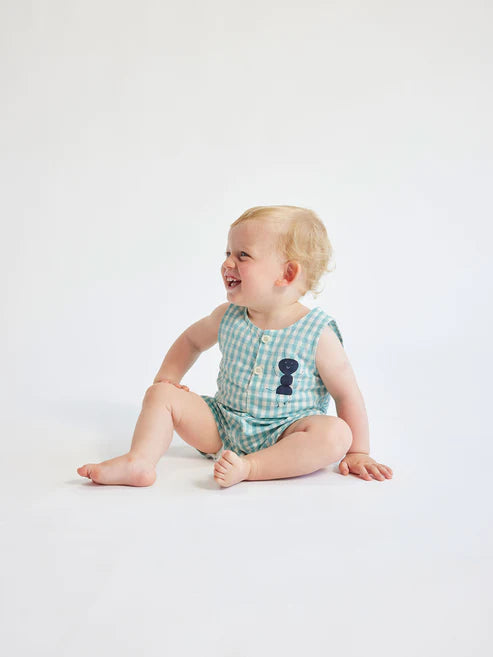 BABY ANT VICHY WOVEN PLAYSUIT