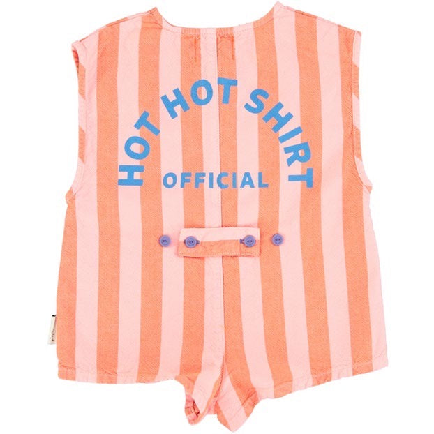 short sleeveless jumpsuit orange & pink stripes