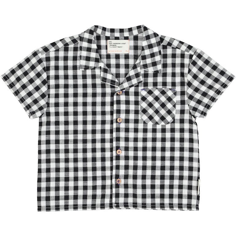 hawaiian shirt black & white checkered