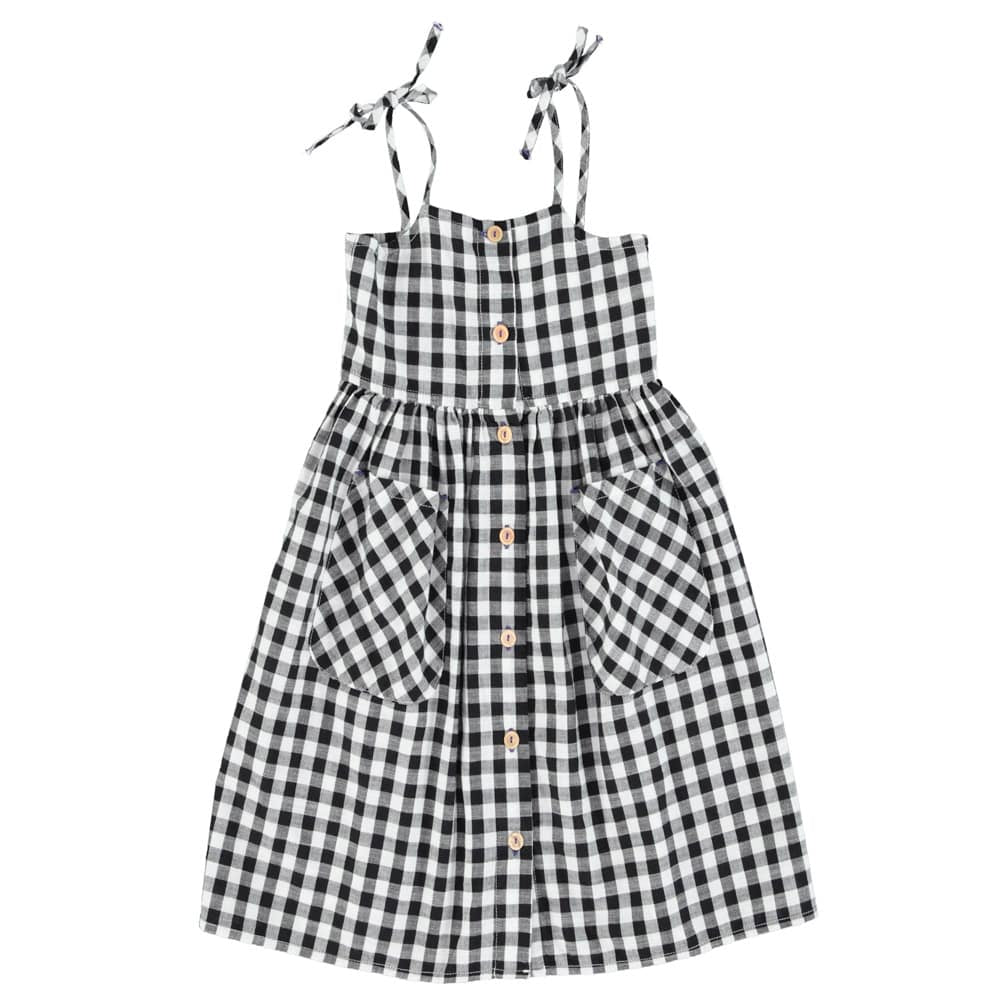 long dress black & white checkered