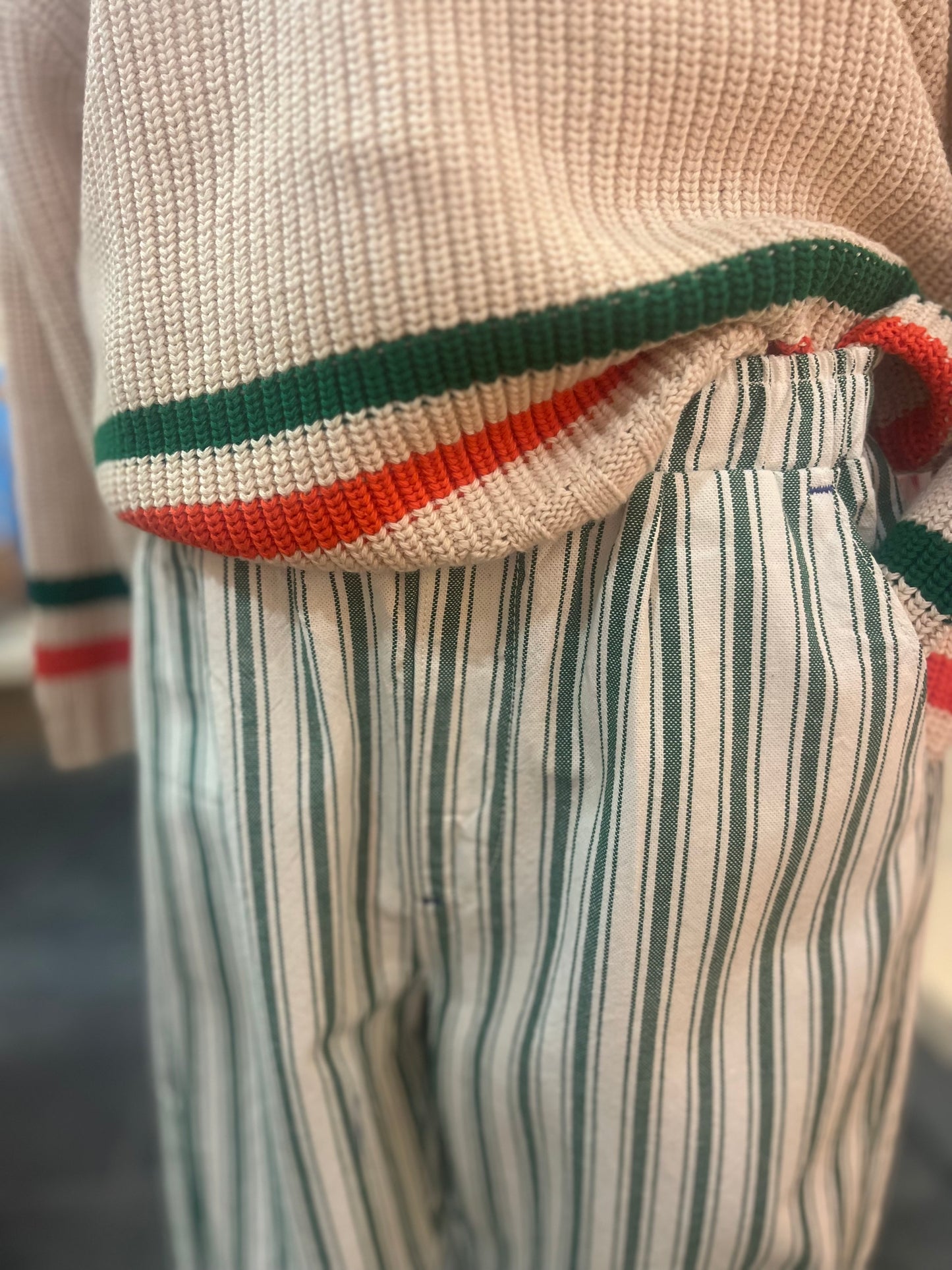 knitted sweater ecru mulitcolor stripes