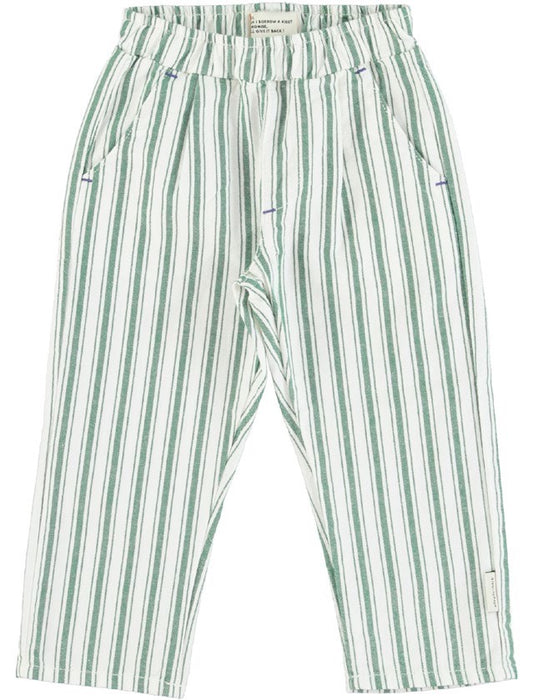 unisex trousers white & green stripes