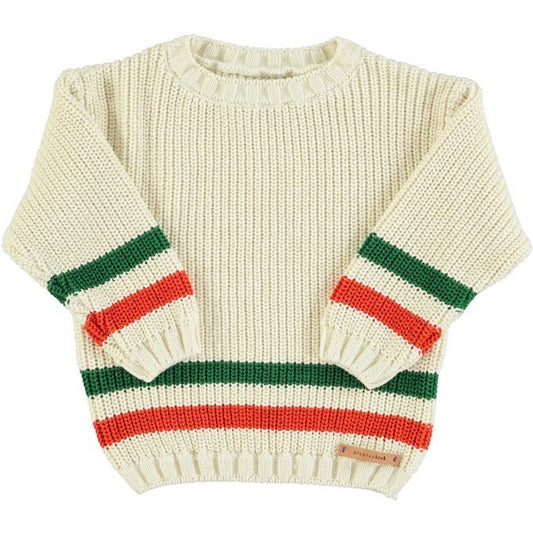 knitted sweater ecru mulitcolor stripes