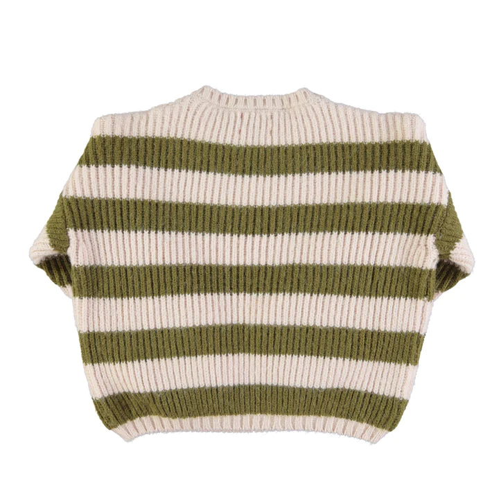 knitted sweater green & ecru stripes Piupiuchick
